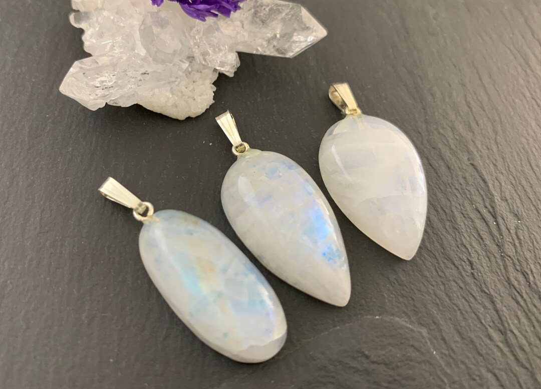 Rainbow Moonstone Pendant June Gemini Gemstone Etsy