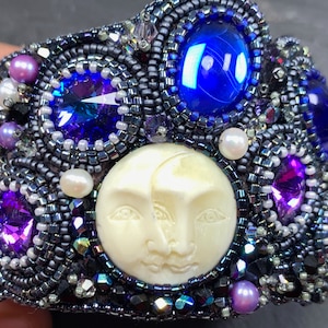 Moon and Sun embroidered bracelet
