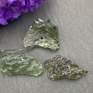 Rough Moldavite beads/Moldavite - lot of 3 beads