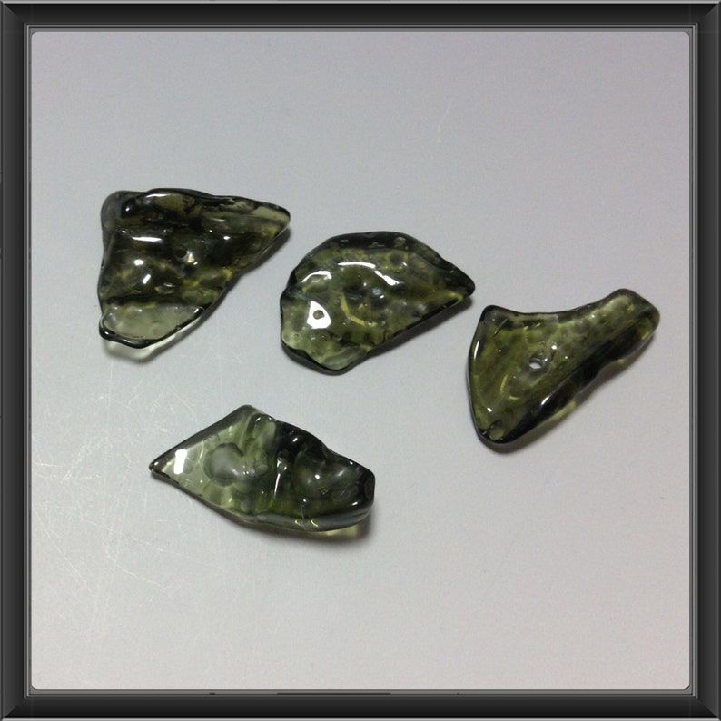 Powerful Czech Moldavite Beads 4 beads tumbled mOldavite beads certificate of authenticity