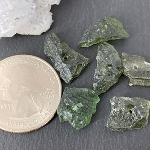 Rough Moldavite beads - lot of 6 beads