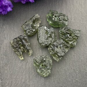 Rough Moldavite beads - lot of 7 beads