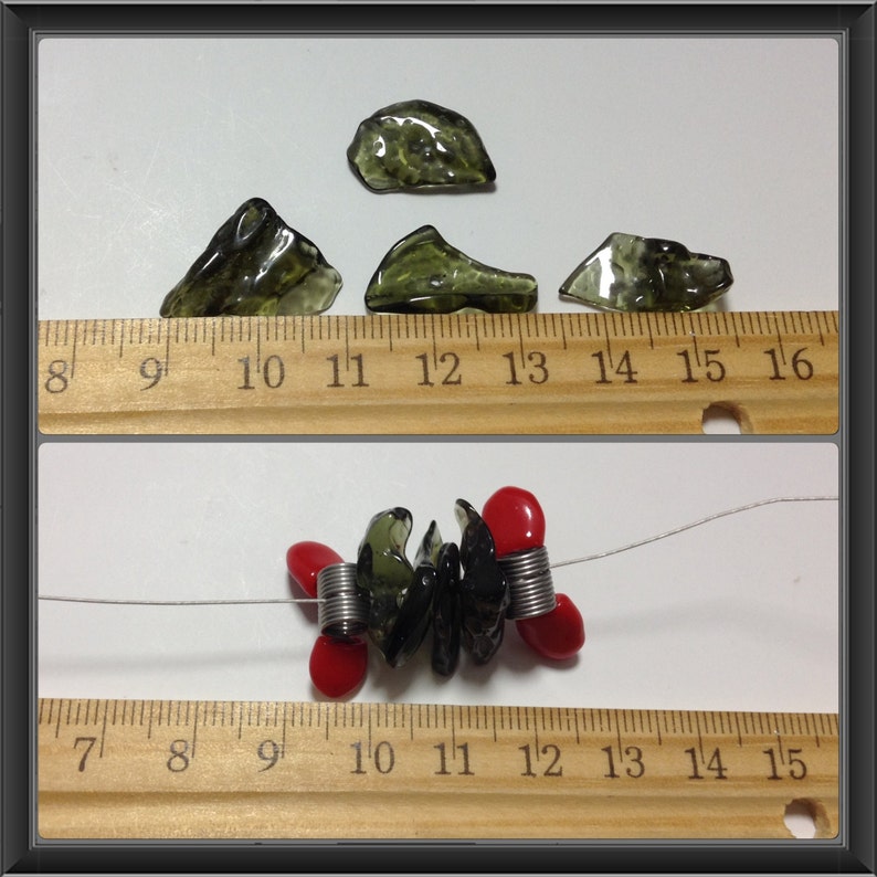 Powerful Czech Moldavite Beads 4 beads tumbled mOldavite beads certificate of authenticity