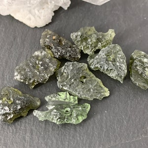 Rough Moldavite beads/Moldavite - lot of 8 beads