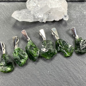 Chrome Diopside Pendant, Raw Green Stone (23-26mm Size Options)