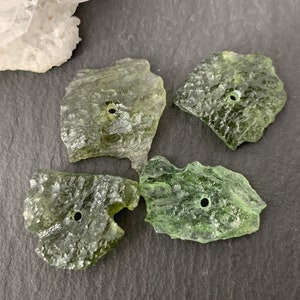 Rough Moldavite beads -Moldavite - lot of 4 beads