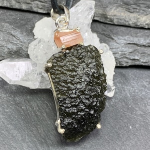 Moldavite & Topaz pendant