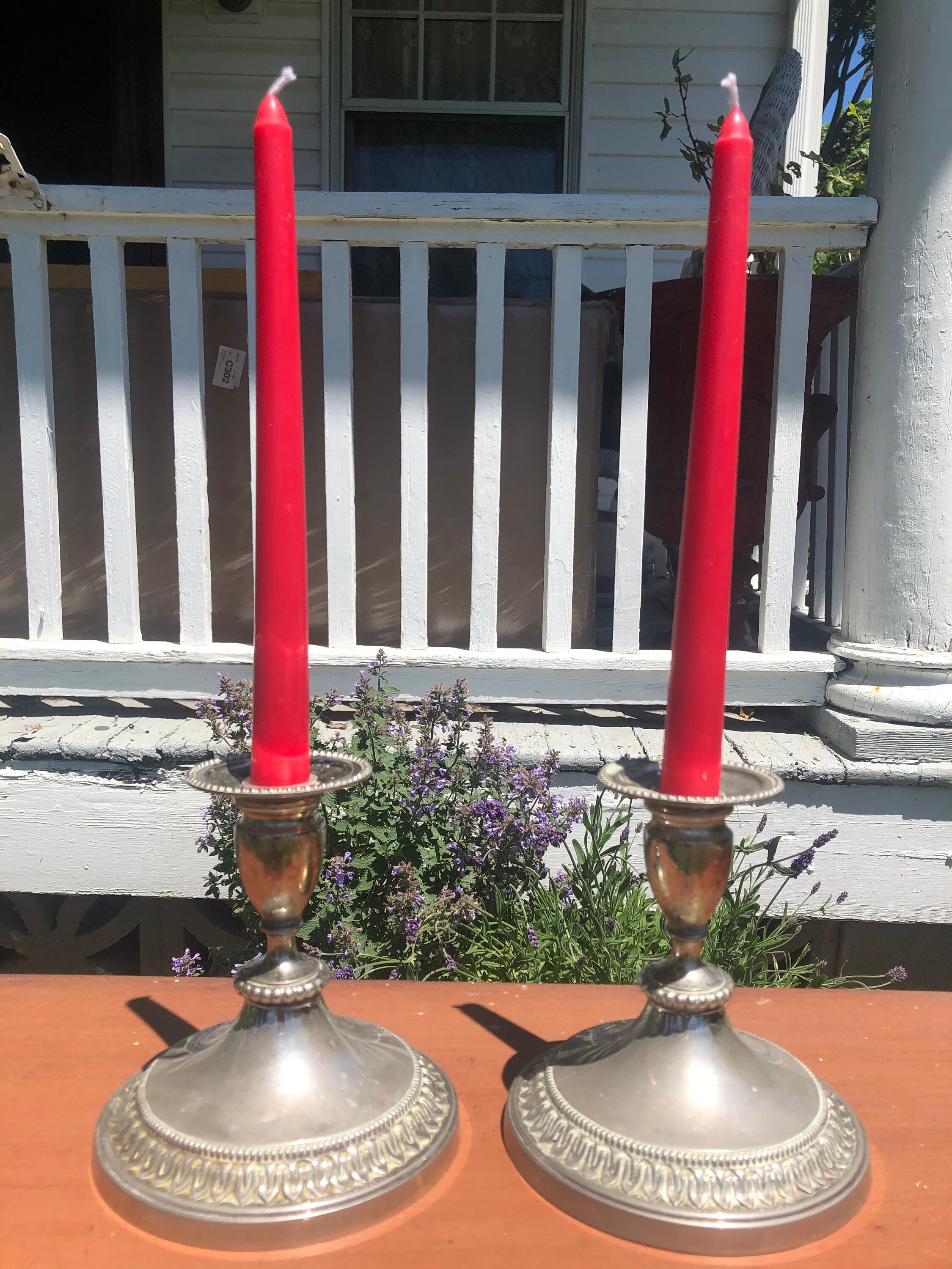 Vintage Pewter Candle Sticks Set of Two / Vintage Decor / Candle