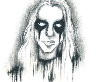 Per "Dead" Ohlin - Pelle MAYHEM MORBID Swedish Norwegian Black Heavy Metal Hard Rock N Roll Music Icon Drawing Pencil Portrait SURREAL Art 1