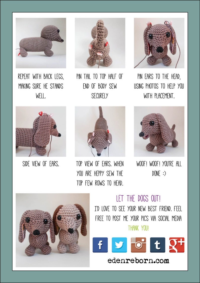 Amigurumi Sausage Dog Crochet Pattern UK Version Instant Etsy UK