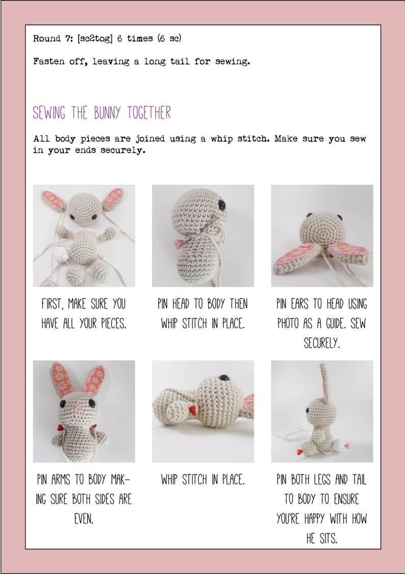 Amigurumi Bunny Crochet Pattern US Version Make Your Own Rabbit Instant PDF Download. image 4