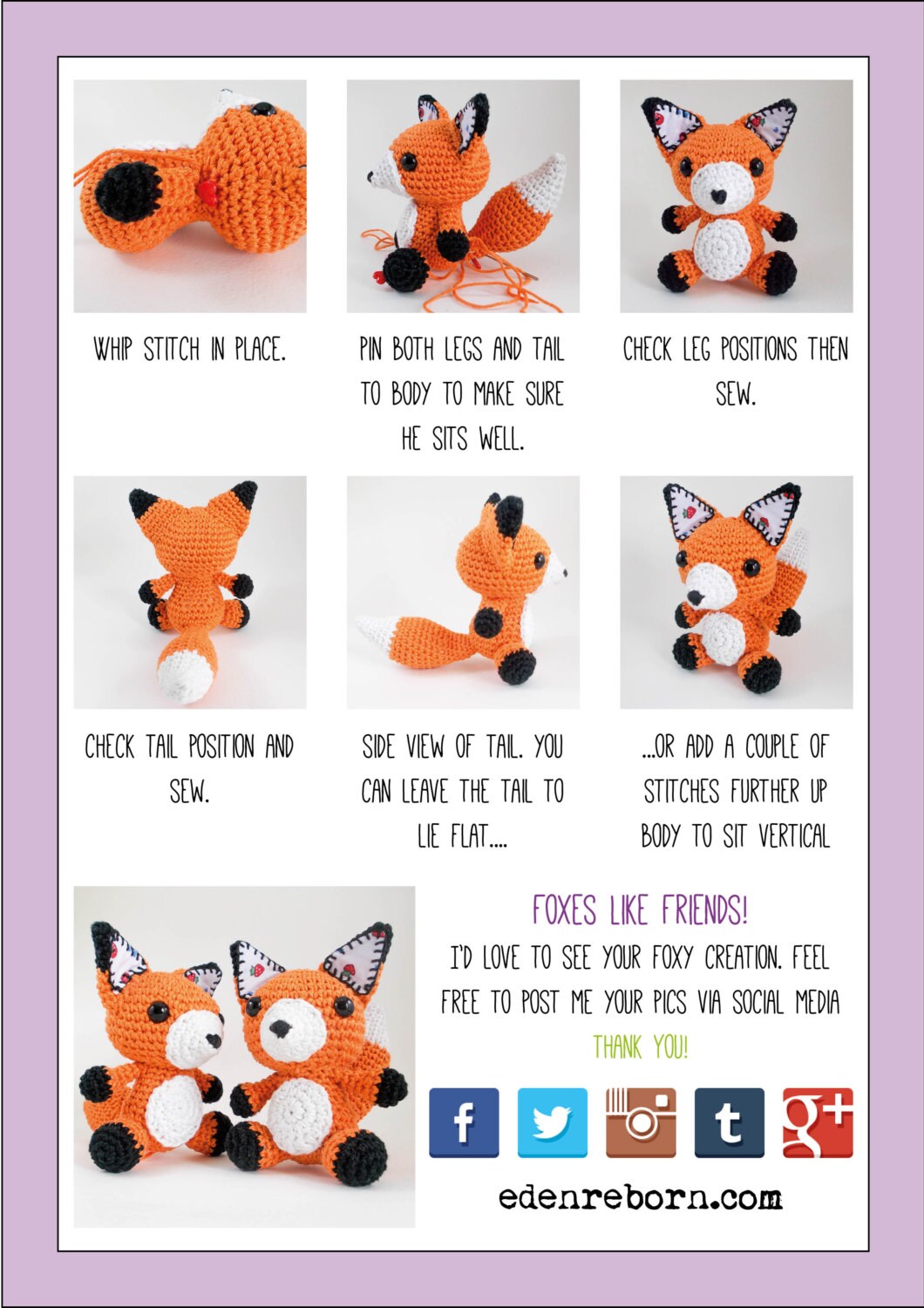 Cute Amigurumi Fox PDF Crochet Pattern US Version. - Etsy UK