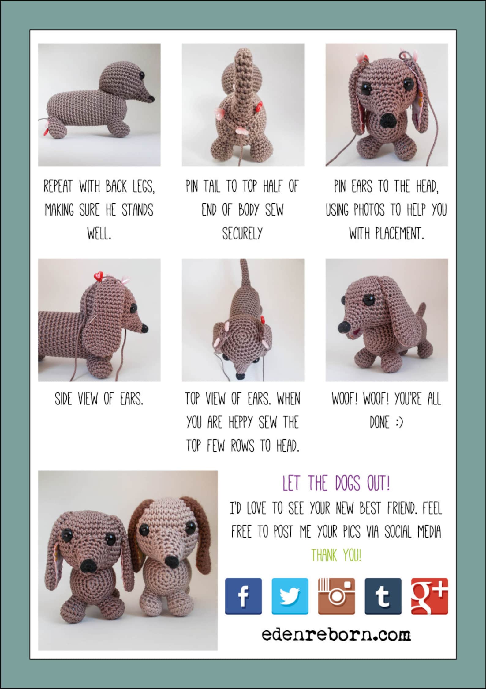 Amigurumi Sausage Dog Crochet Pattern US Version Instant Etsy UK