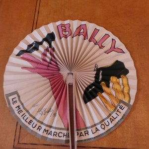 rare Vintage Bally Shoes Cockade Advertising Fan of Hands w Shoes Cappiello