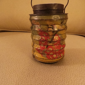 rare Huntley & Palmers 1911 Antique Japanese Lantern Biscuit Tin Carnival Reg #556543 VG