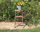 Vintage Wood Step Ladder - Blanket Ladder - Plant Stand