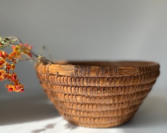 Antique Hand Woven Rye Basket