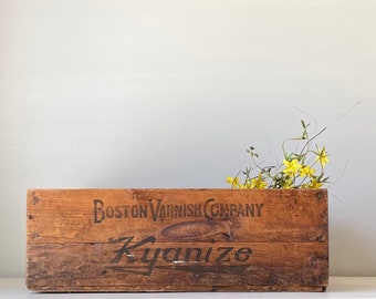 Antique Advertising Crate Box Wooden Boston Varnish Company