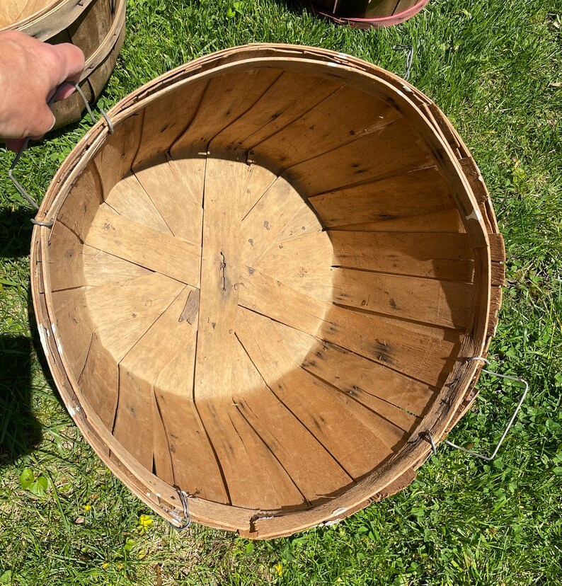 3 Vintage Bushel Baskets Wood Slat Orchard Fruit Basket Etsy