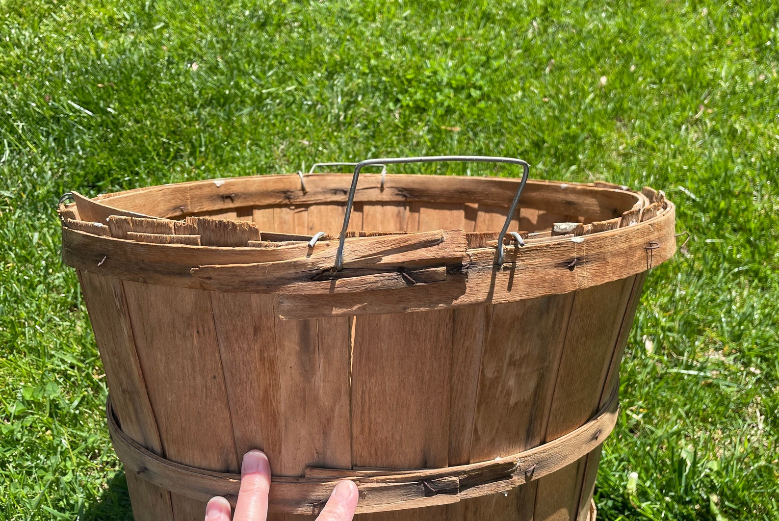 3 Vintage Bushel Baskets Wood Slat Orchard Fruit Basket Etsy