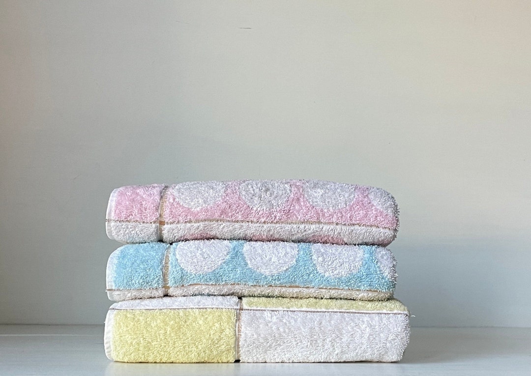 Vintage Retro Bath Towels Mid Century Bathroom Linens Etsy