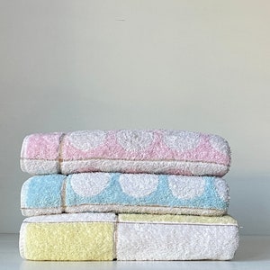 Vintage Midcentury Extra Large Bath Towel Beach Towel Floral Blue