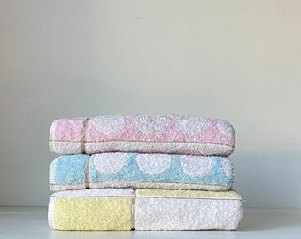 Vintage Retro Bath Towels Mid Century Bathroom Linens