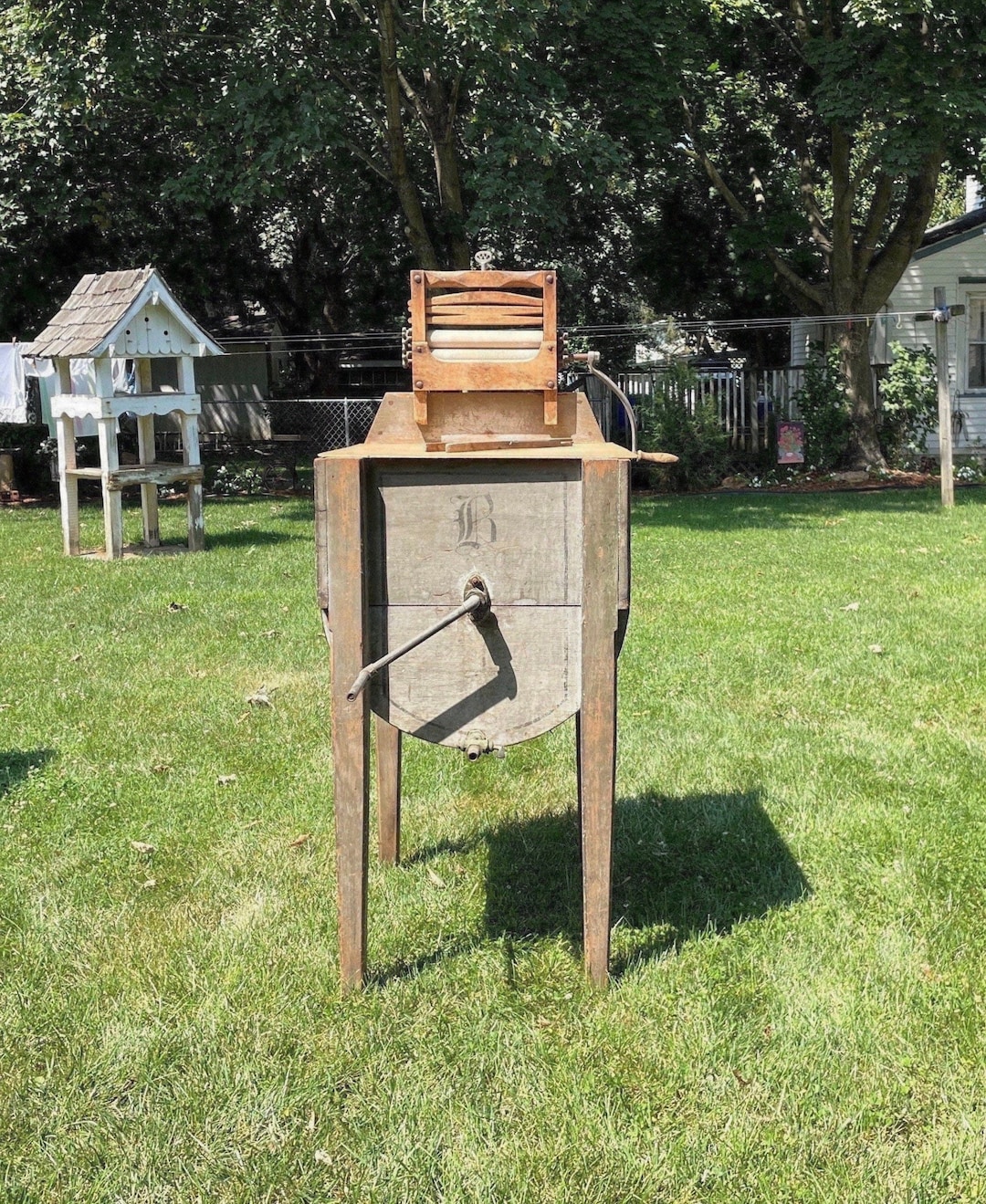 Antique Hand Crank Wash Machine With Wringer Primitive Laundry Room Etsy