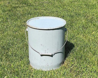 Vintage Metal Bucket Can with Lid