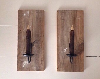 Rustic Farmhouse Wall Sconce Candle Holder - Wrought Iron