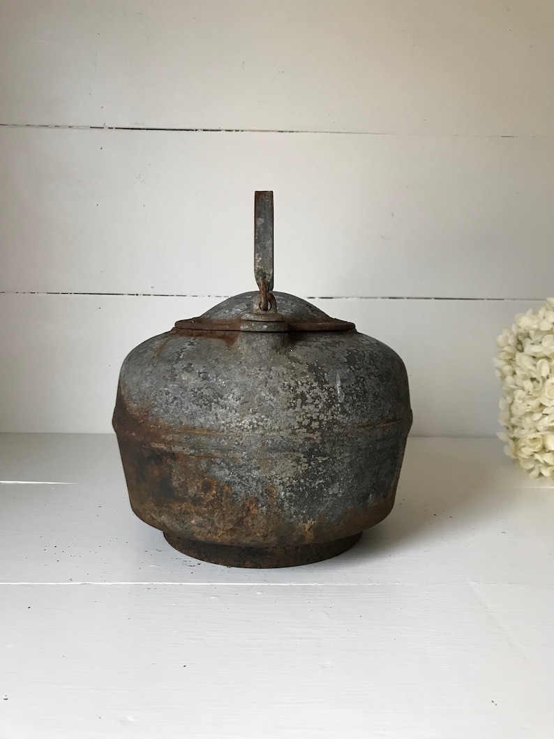 Vintage Cast Iron Kettle Antique Black Kettle Wood Stove Etsy
