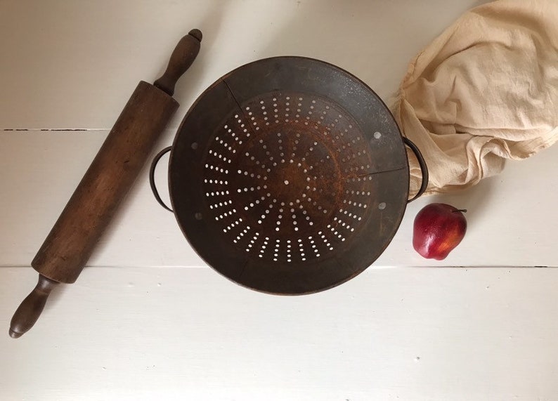 Rustic Farmhouse Kitchen Primitive Colander Strainer