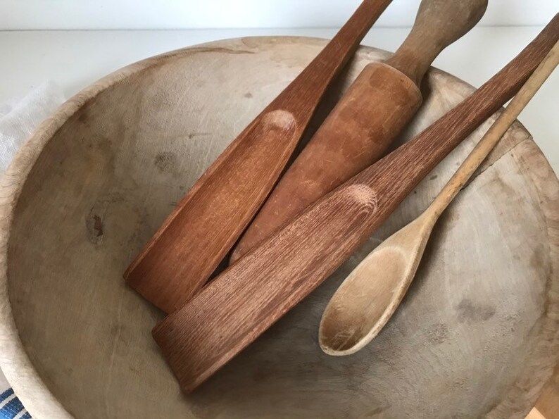 Rolling Pin Wooden Spoon Wood Scoop Masher Primitive Wooden Utensils