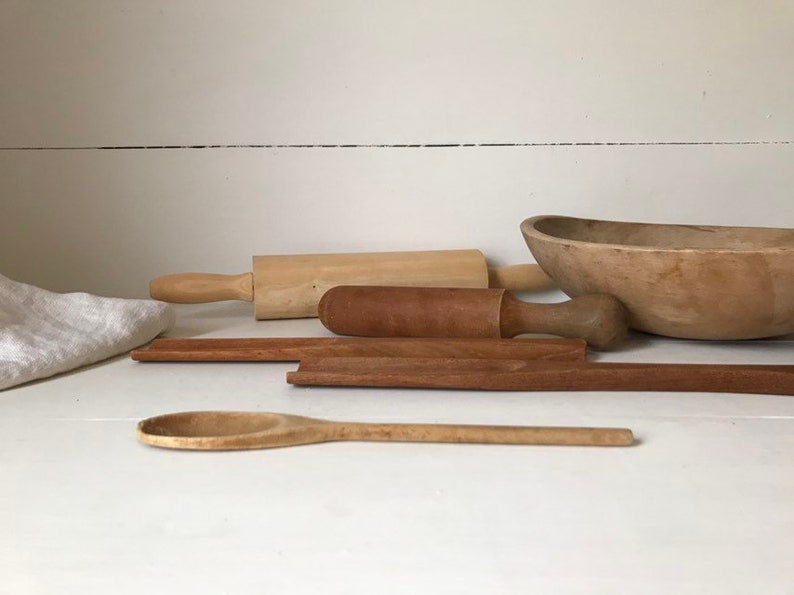 Rolling Pin Wooden Spoon Wood Scoop Masher Primitive Wooden Utensils