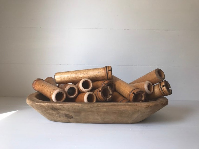Wooden Spools Vintage Wood Bobbins Set of 2 Bild 1