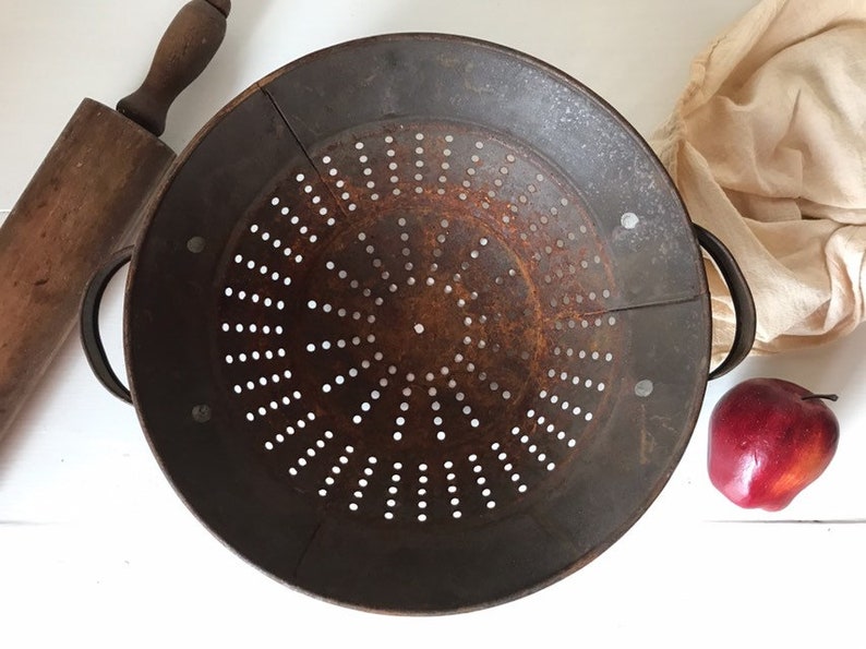 Rustic Farmhouse Kitchen Primitive Colander Strainer