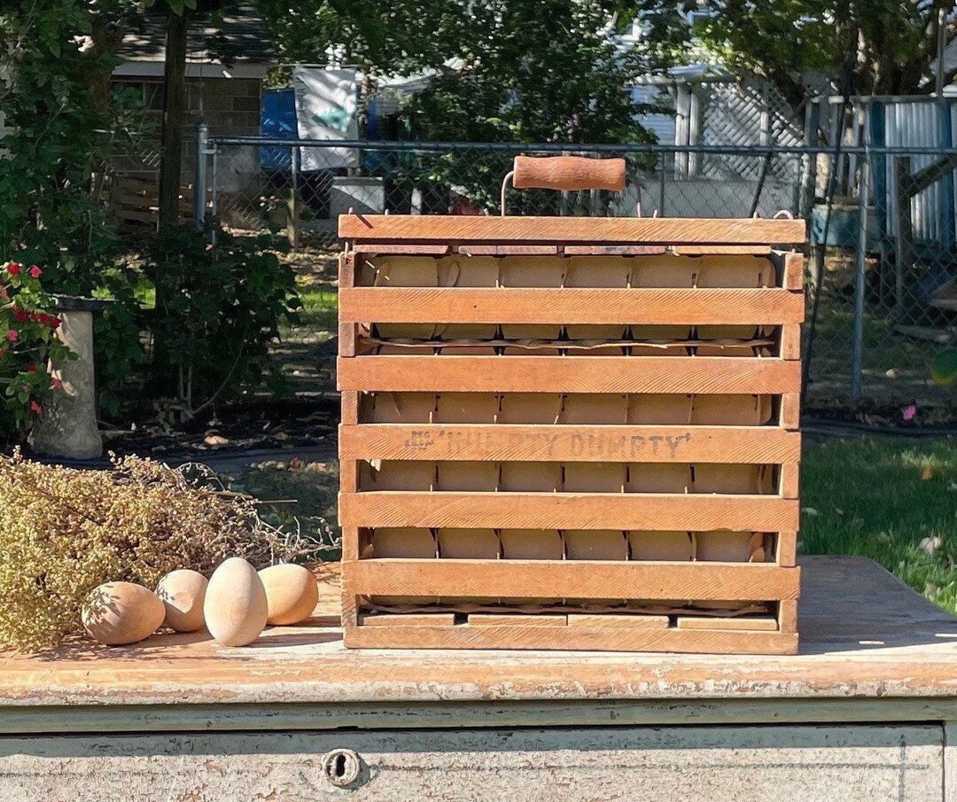 Antique Wooden Egg Carrier Humpty Dumpty Egg Holder Crate Etsy