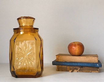 Vintage Amber Wheaton Glass Canister Jar