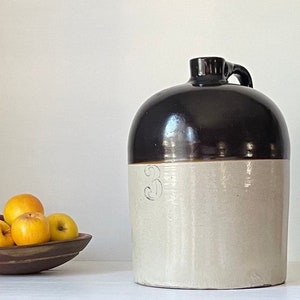Antique Brown Beige Stoneware Crock Jug 3 Gallon