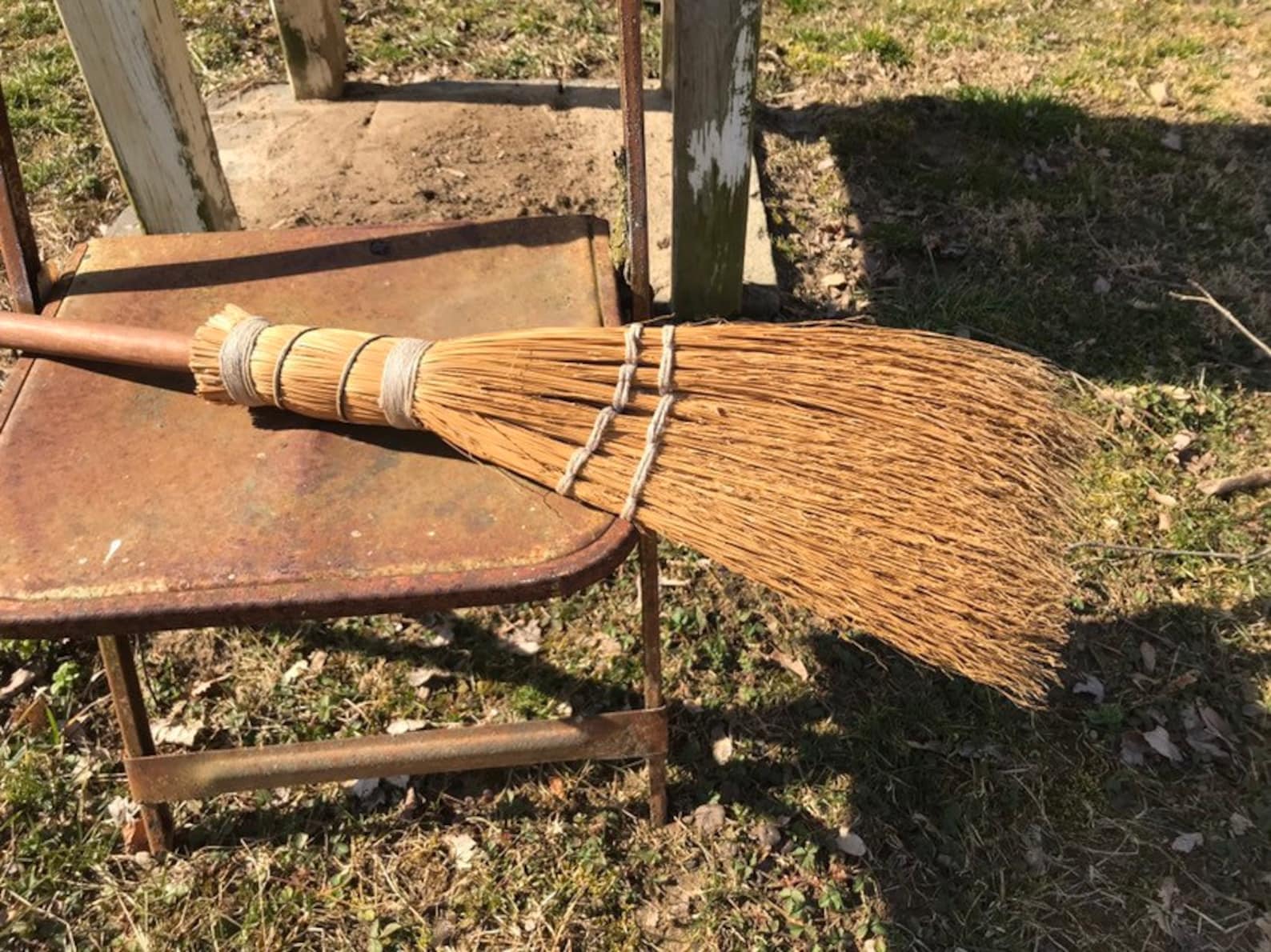 Vintage Handmade Straw Broom Etsy