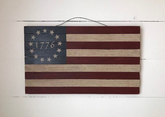 Primitive Wooden Sign ~ 1776 American Flag ~ Awesome