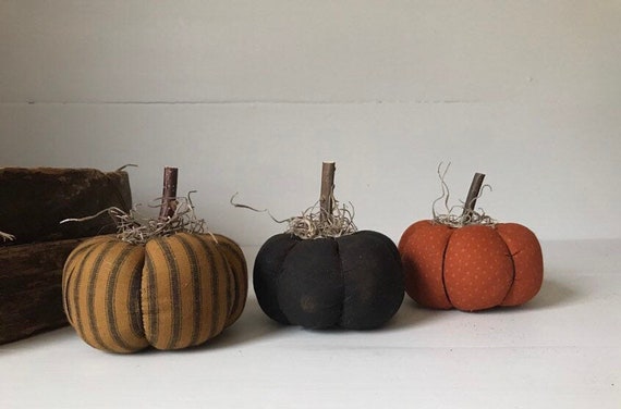 Fall Fabric Pumpkins Country Farmhouse Halloween Decor Etsy