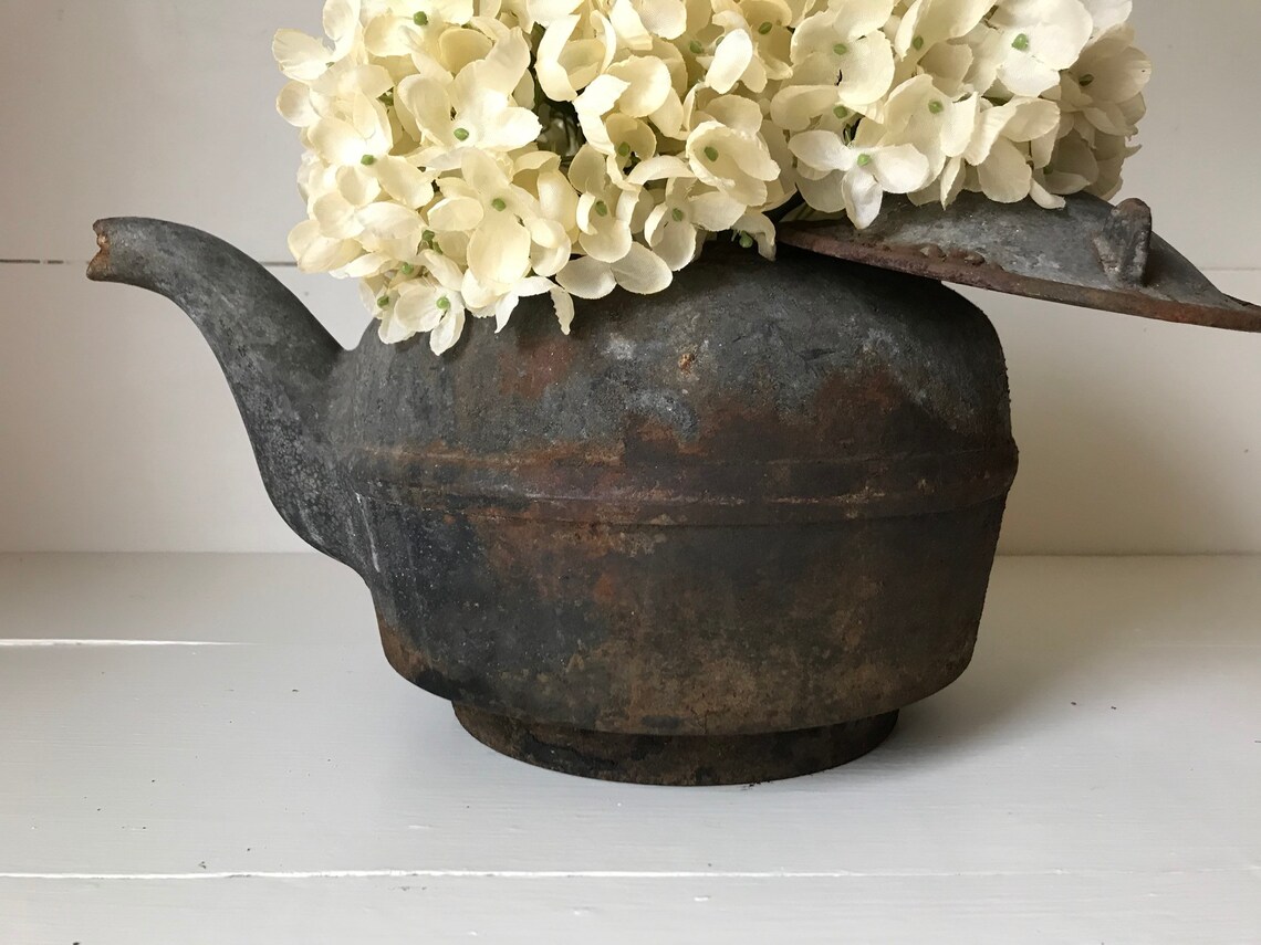 Vintage Cast Iron Kettle Antique Black Kettle Wood Stove Etsy