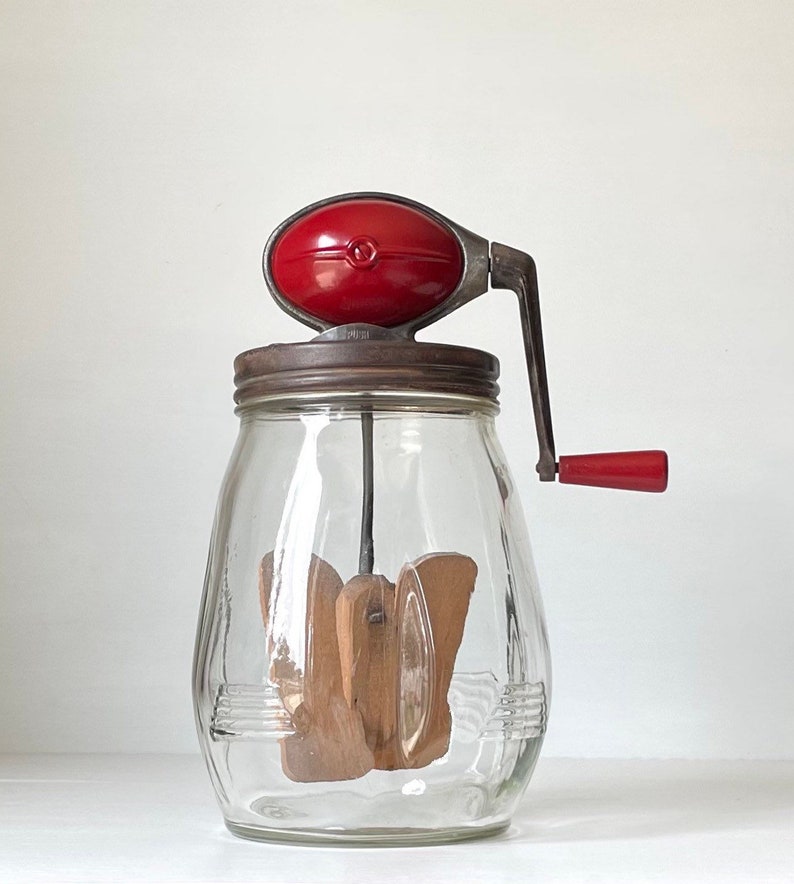 Antique Butter Churn Glass Dazey Red Top Butter Churn Etsy