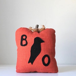 Halloween Pillow Boo  Black Crow /  Decorative Fall Accent Pillow