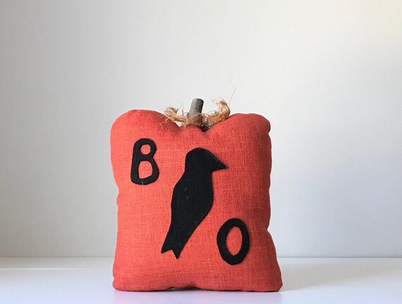 Halloween Pillow Boo  Black Crow /  Decorative Fall Accent Pillow