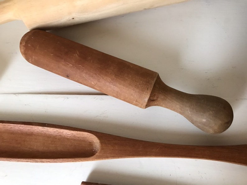 Rolling Pin Wooden Spoon Wood Scoop Masher Primitive Wooden Utensils