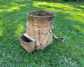 Antique Trappers Adirondack Basket Backpack Basket Hunting Cabin Basket Decor