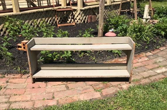 Vintage Bench with Shelf . Shoe Rack . Plant Stand