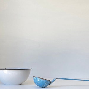 Vintage Enamelware Bowl and Strainer Ladle